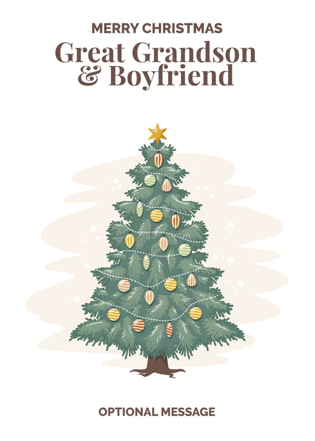 Vintage Tree Christmas Card for Great Grandson & Boyfriend - Traditional and Unique