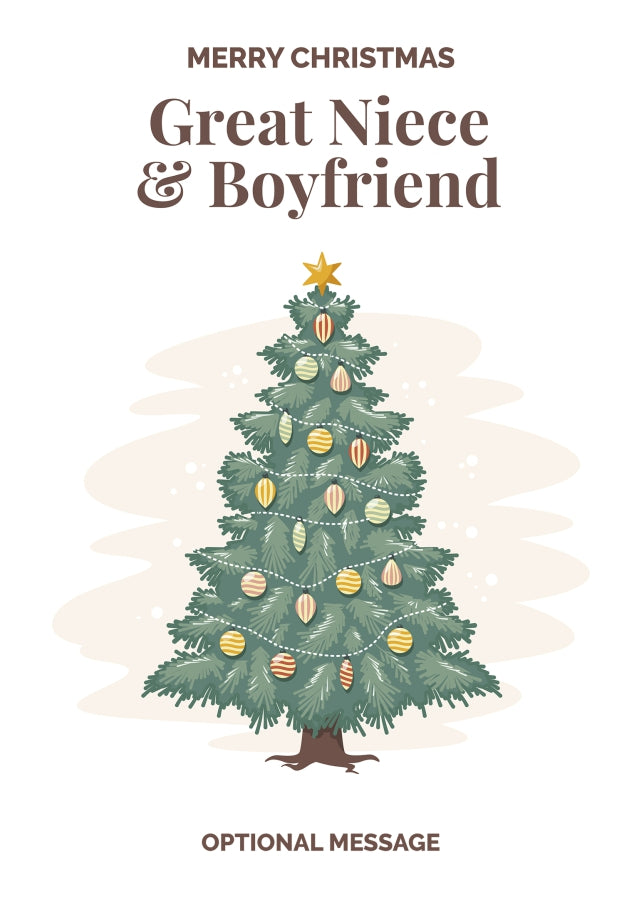 Vintage Tree Christmas Card for Great Niece & Boyfriend - Traditional and Unique