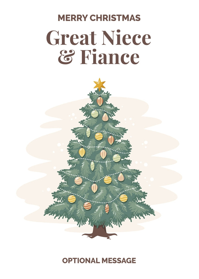 Vintage Tree Christmas Card for Great Niece & Fiance - Traditional and Unique