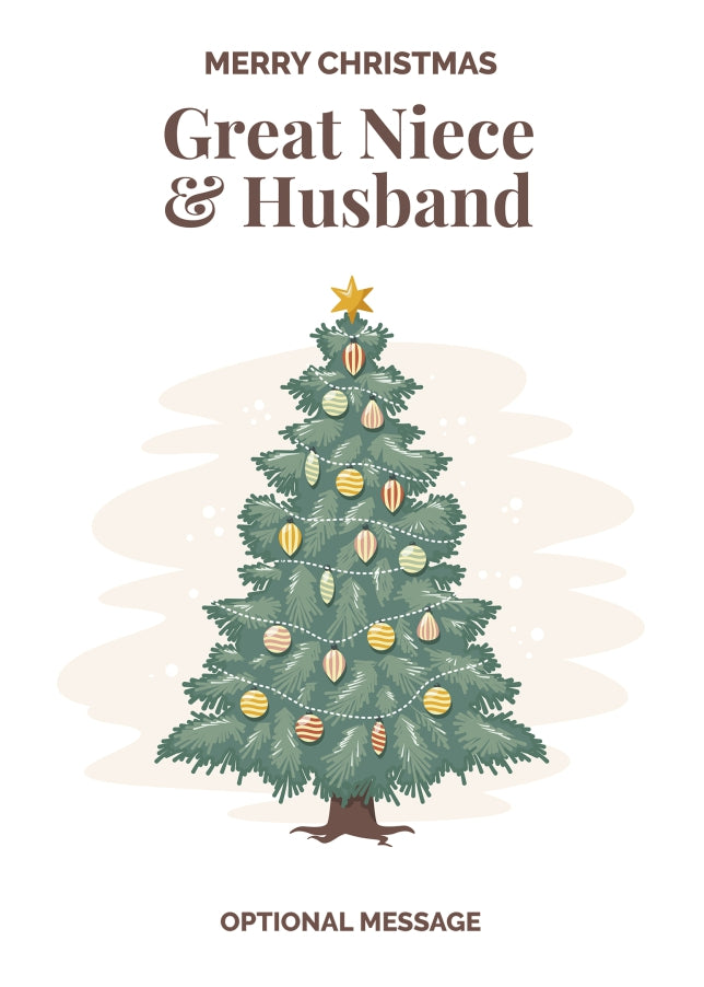 Vintage Tree Christmas Card for Great Niece & Husband - Traditional and Unique