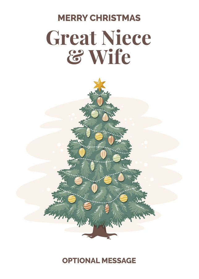 Vintage Tree Christmas Card for Great Niece & Wife - Traditional and Unique