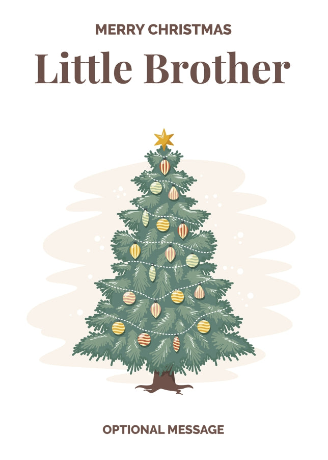 Vintage Tree Christmas Card for Little Brother - Traditional and Unique