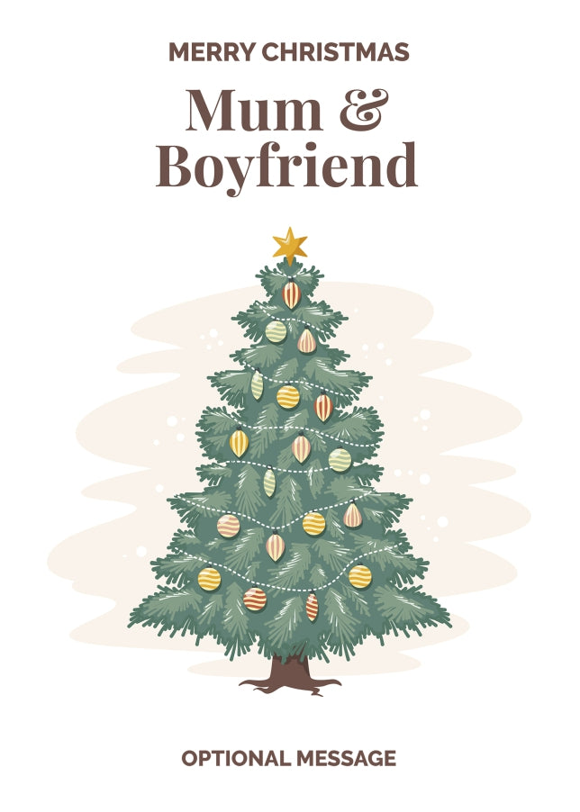 Vintage Tree Christmas Card for Mum & Boyfriend - Traditional and Unique