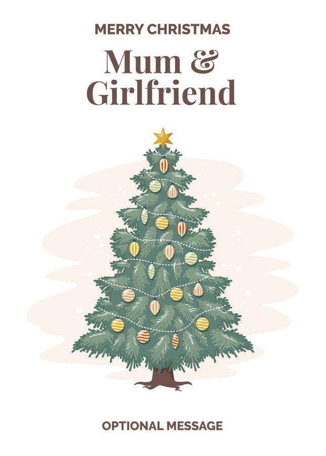 Vintage Tree Christmas Card for Mum & Girlfriend - Traditional and Unique