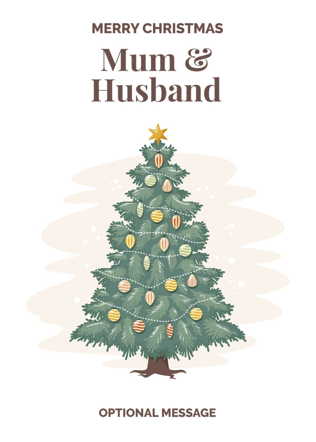 Vintage Tree Christmas Card for Mum & Husband - Traditional and Unique