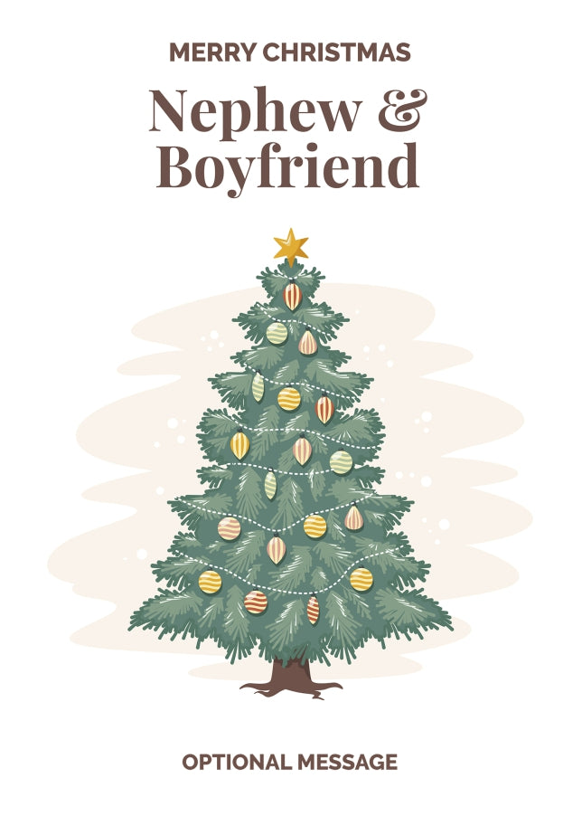 Vintage Tree Christmas Card for Nephew & Boyfriend - Traditional and Unique