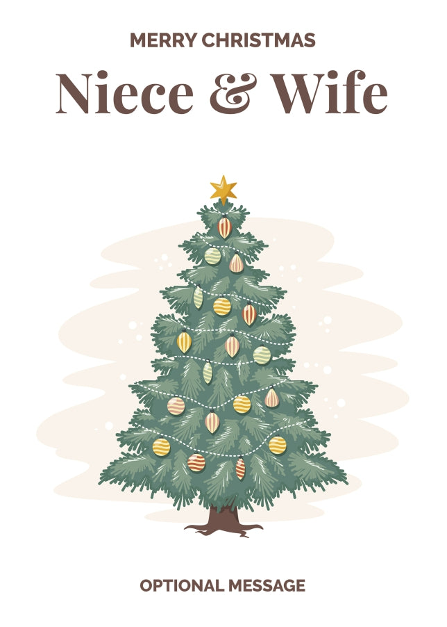 Vintage Tree Christmas Card for Niece & Wife - Traditional and Unique