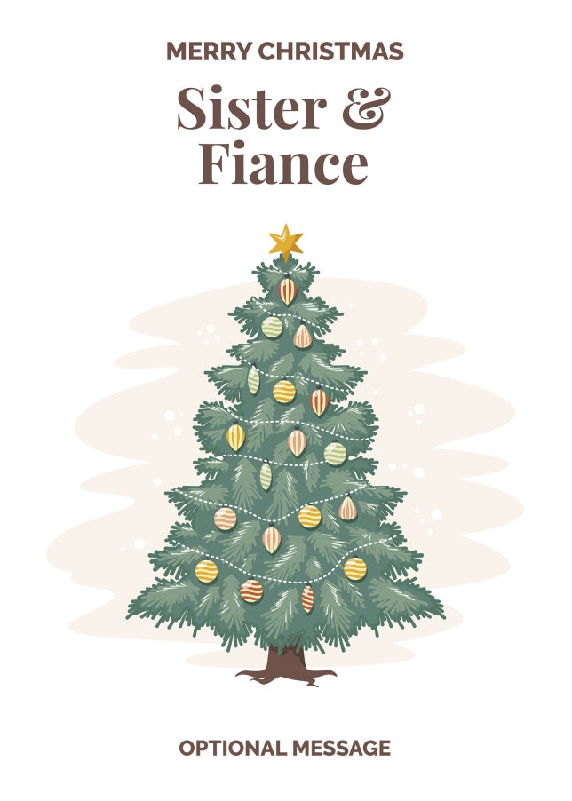 Vintage Tree Christmas Card for Sister & Fiance - Traditional and Unique