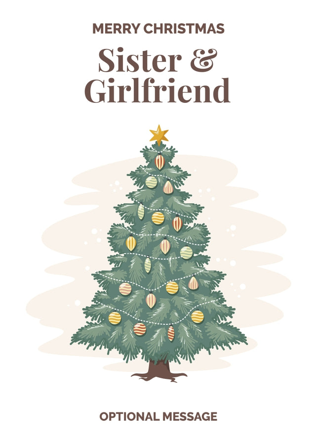 Vintage Tree Christmas Card for Sister & Girlfriend - Traditional and Unique