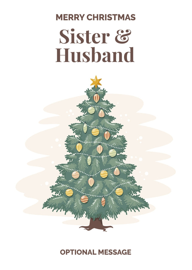 Vintage Tree Christmas Card for Sister & Husband - Traditional and Unique