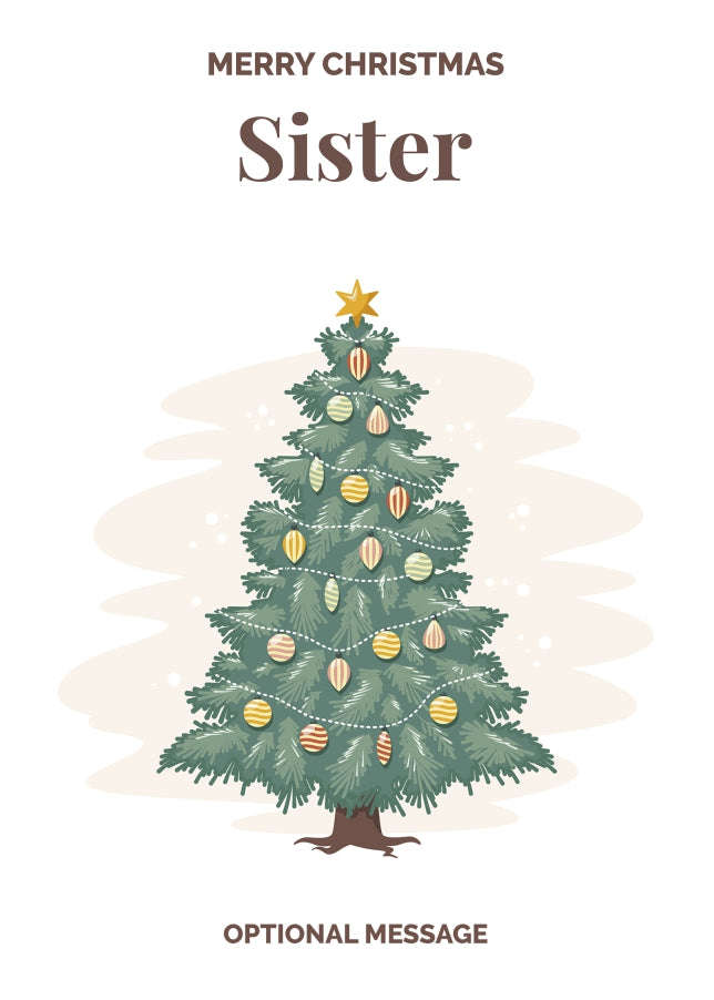 Vintage Tree Christmas Card for Sister - Traditional and Unique