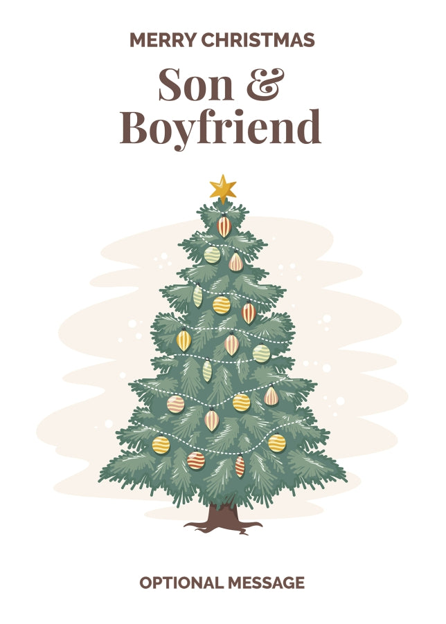 Vintage Tree Christmas Card for Son & Boyfriend - Traditional and Unique