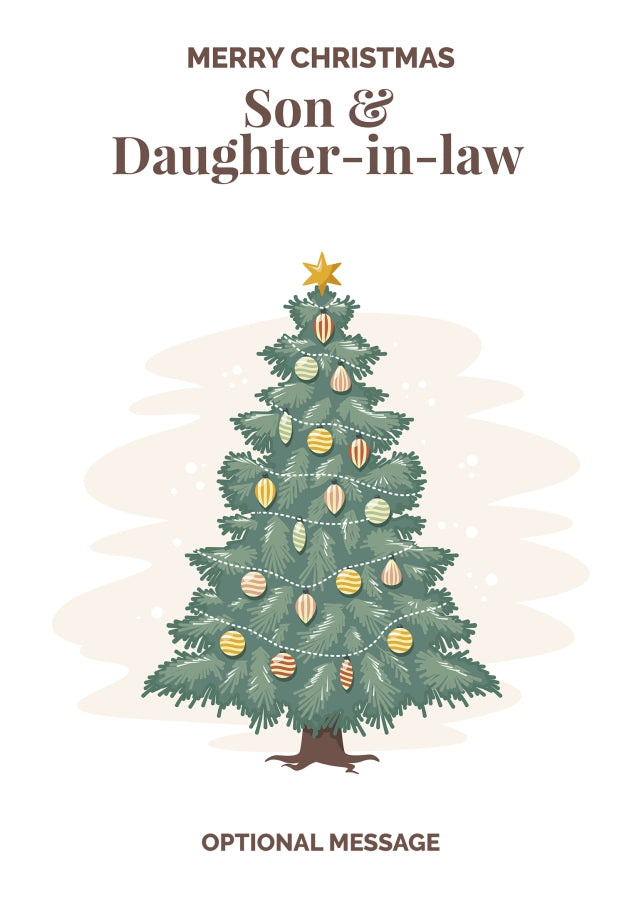 Vintage Tree Christmas Card for Son & Daughter-in-law - Traditional and Unique