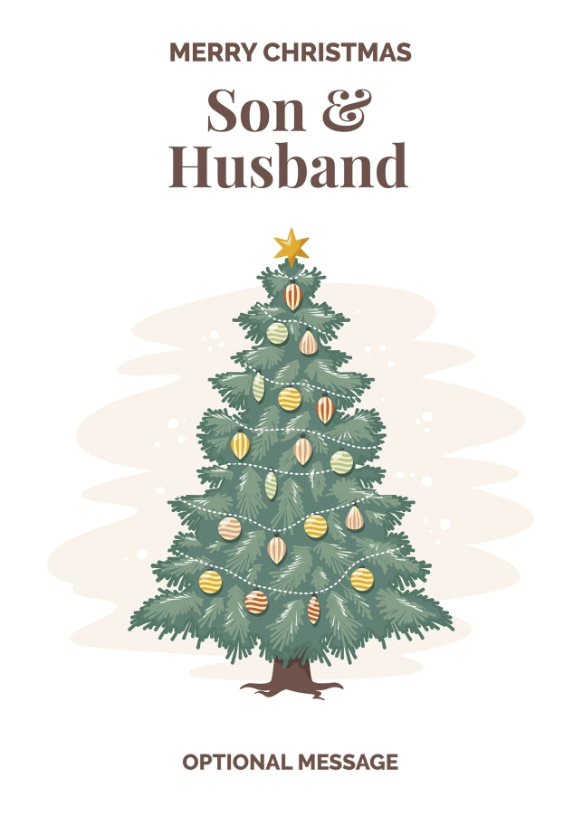 Vintage Tree Christmas Card for Son & Husband - Traditional and Unique