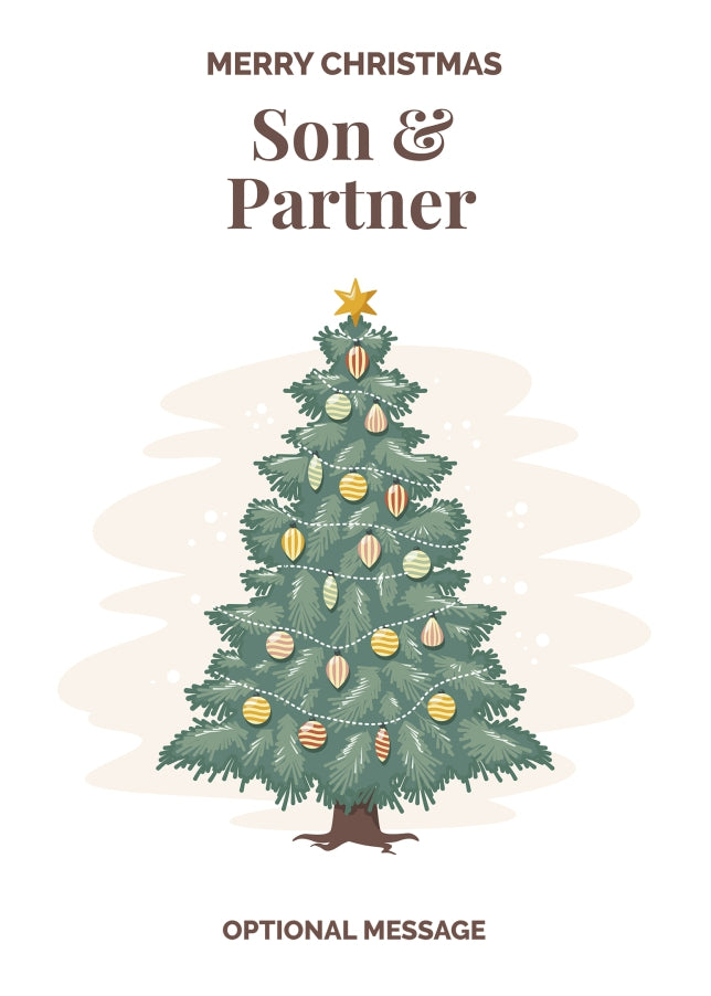 Vintage Tree Christmas Card for Son & Partner - Traditional and Unique