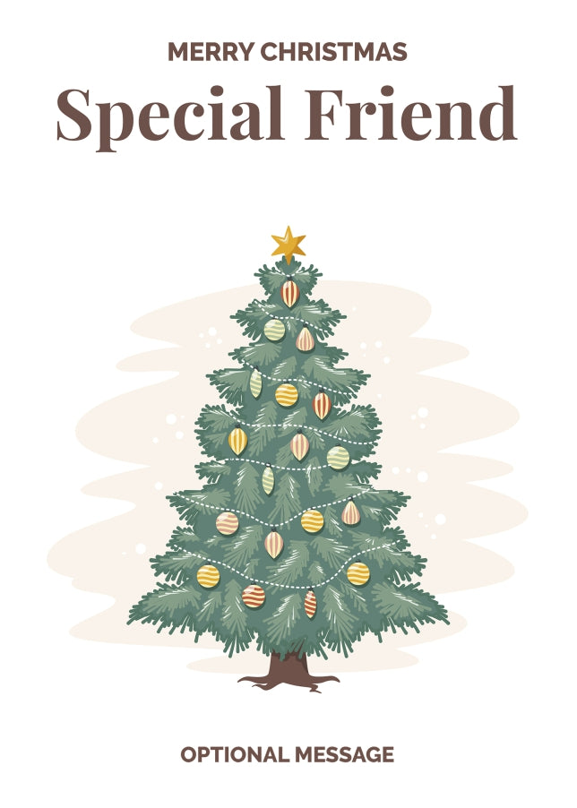Vintage Tree Christmas Card for Special Friend - Traditional and Unique