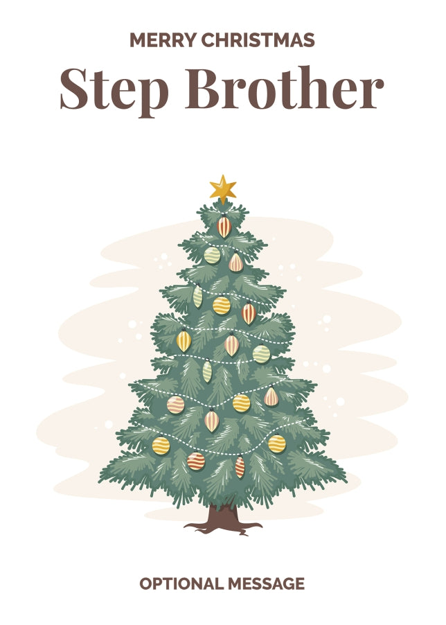 Vintage Tree Christmas Card for Step Brother - Traditional and Unique