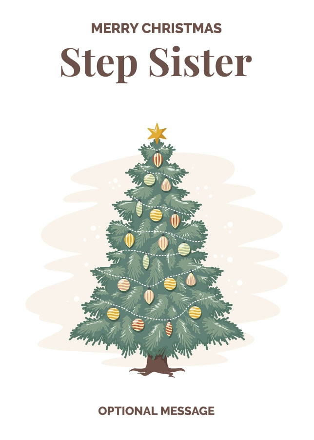 Vintage Tree Christmas Card for Step Sister - Traditional and Unique