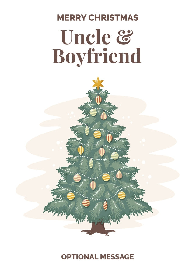 Vintage Tree Christmas Card for Uncle & Boyfriend - Traditional and Unique