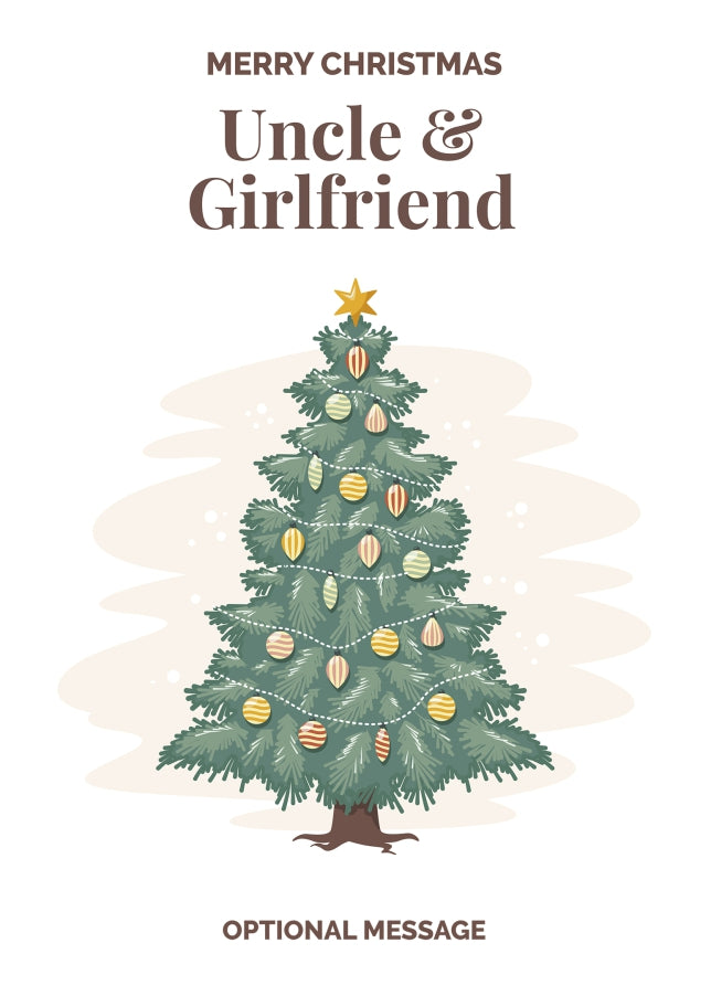 Vintage Tree Christmas Card for Uncle & Girlfriend - Traditional and Unique
