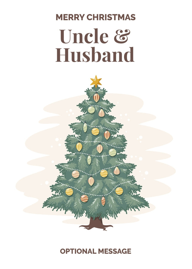 Vintage Tree Christmas Card for Uncle & Husband - Traditional and Unique