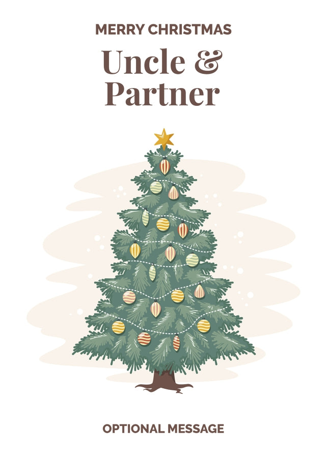 Vintage Tree Christmas Card for Uncle & Partner - Traditional and Unique