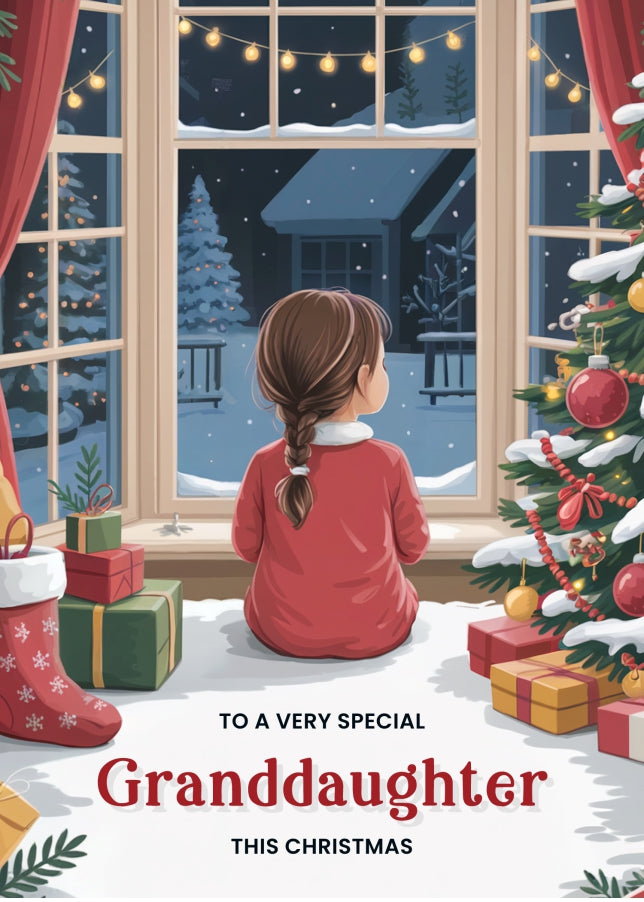 Special Granddaughter Christmas Card - Cute Young Girl Xmas Cards