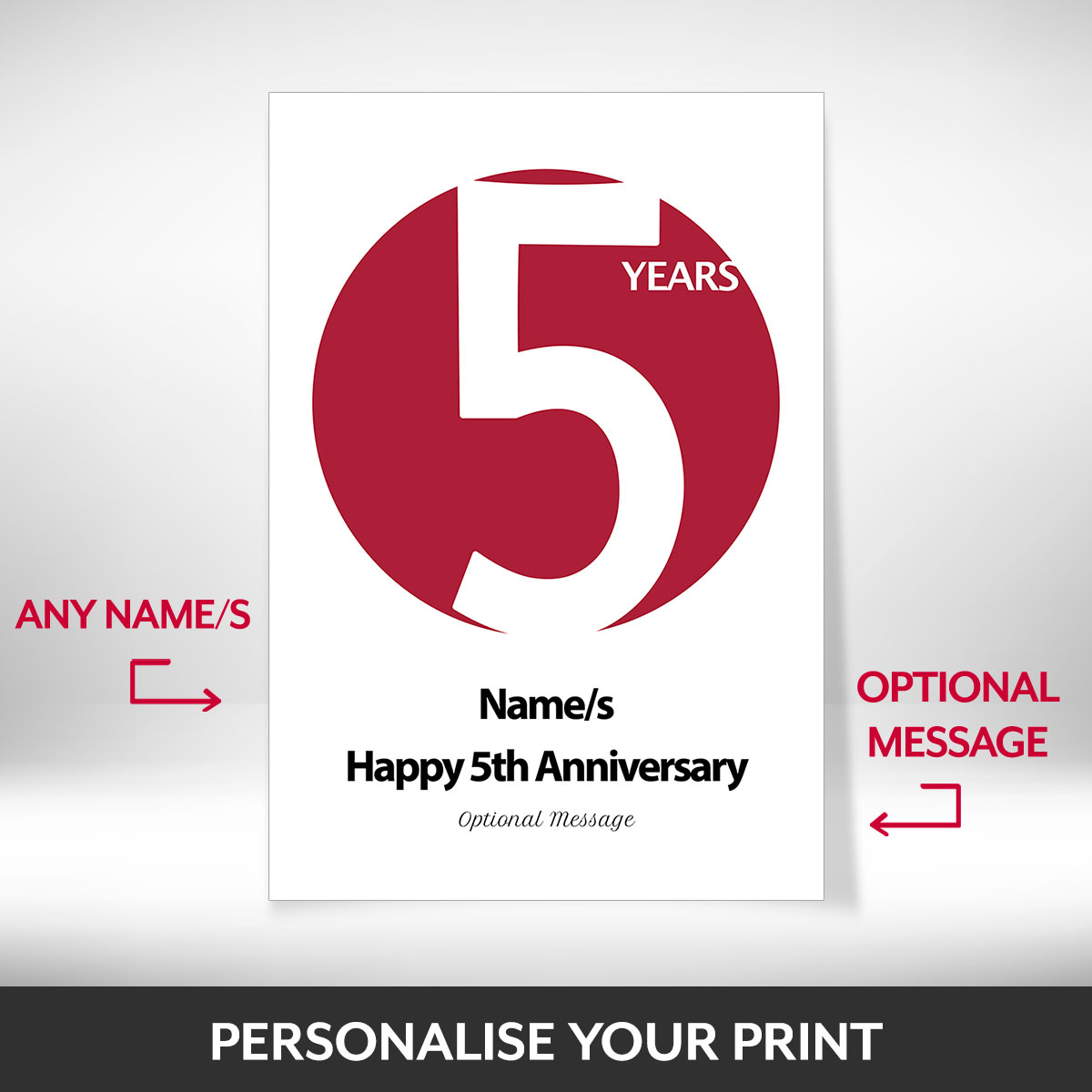 What can be personalised on this 5th anniversary gift