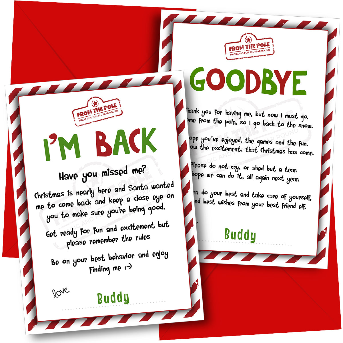 Personalised Elf Arrival Letter & Elf Goodbye Letter Card - Twin Pack