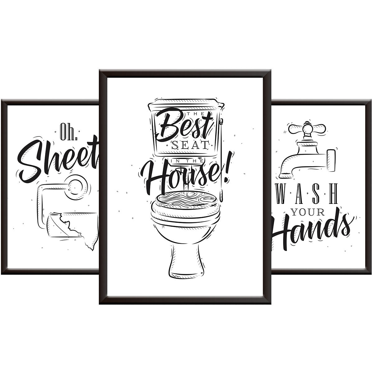 Funny Bathroom Wall Art Set Of 3 Poster Prints