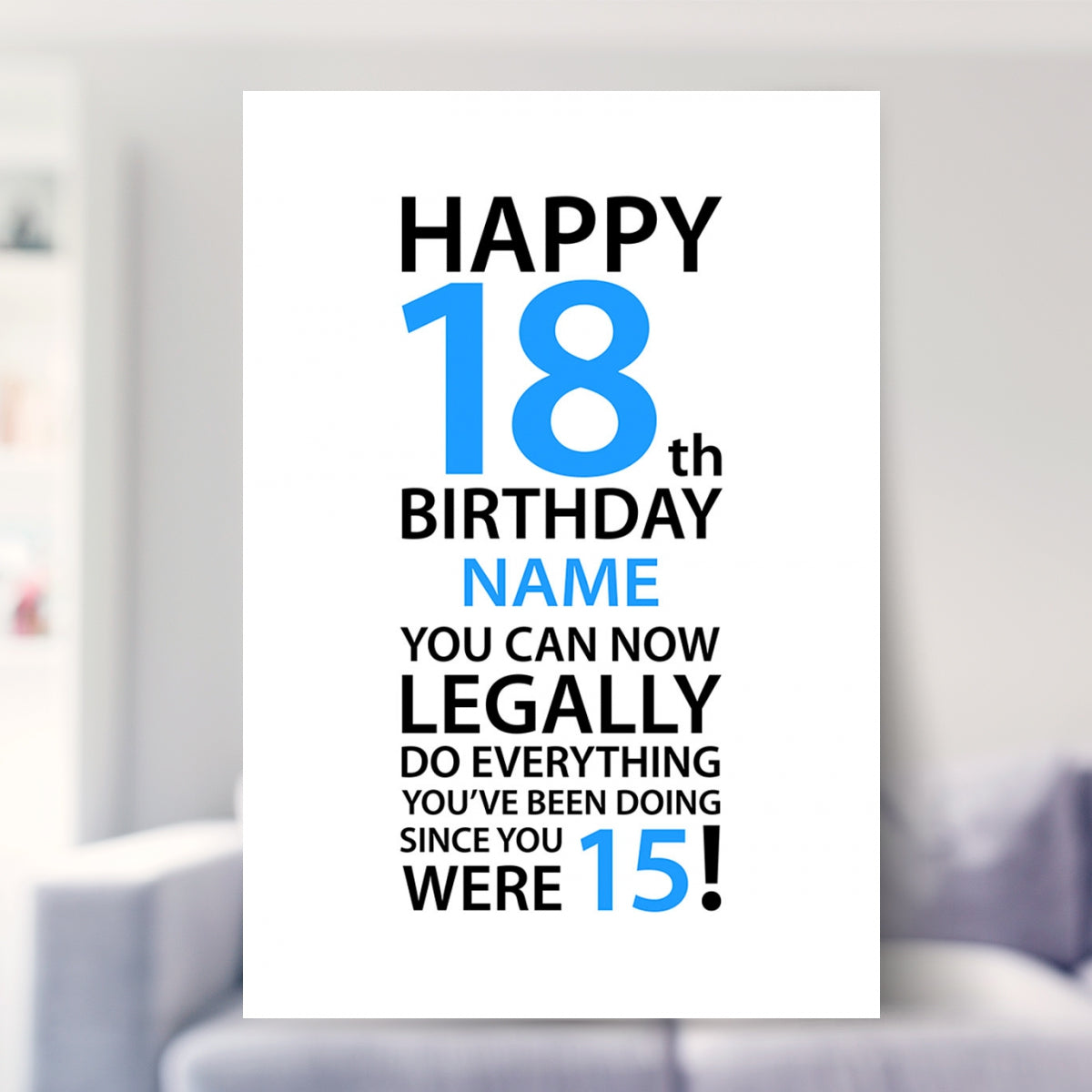 18th Birthday shown in a living room