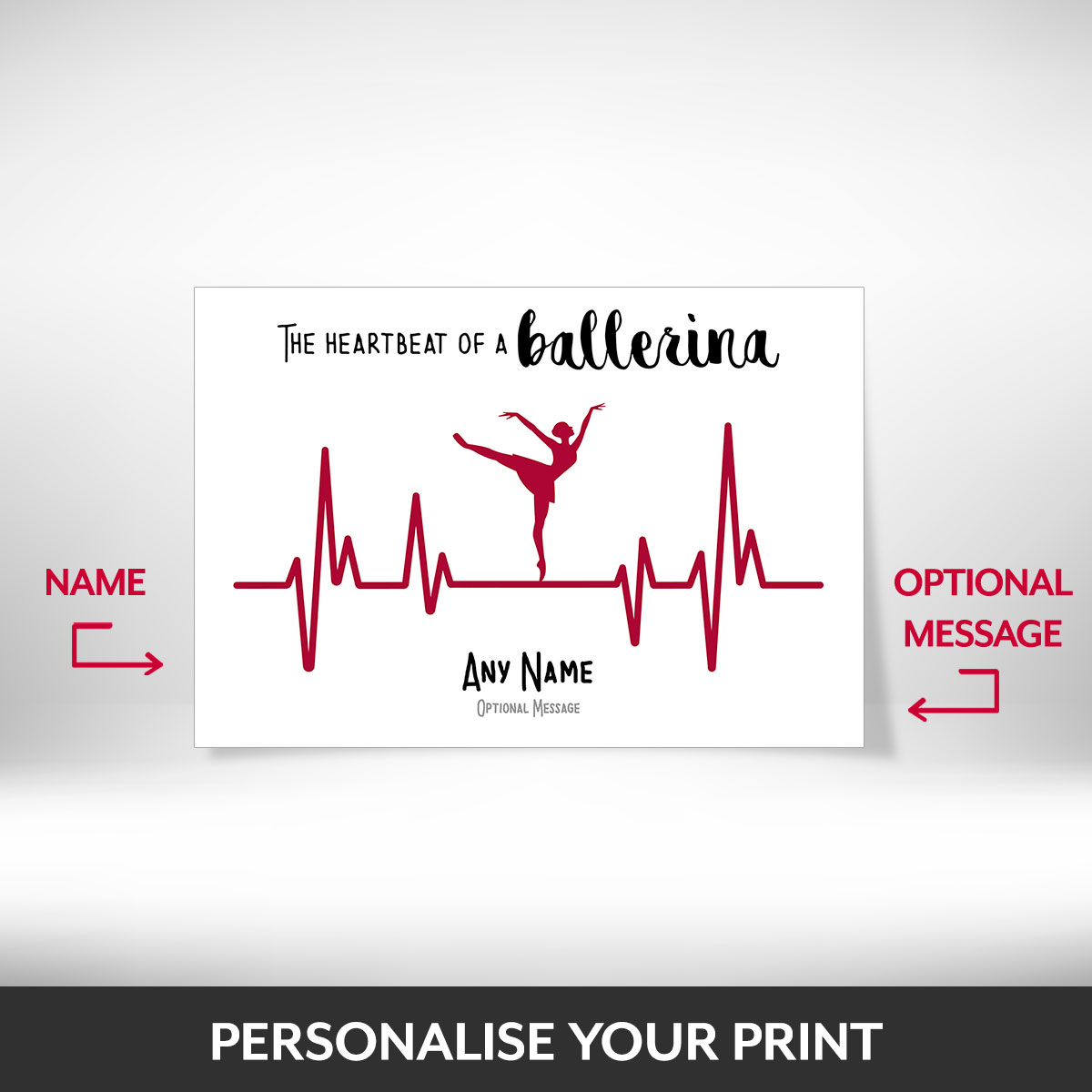 What can be personalised on this heartbeat print