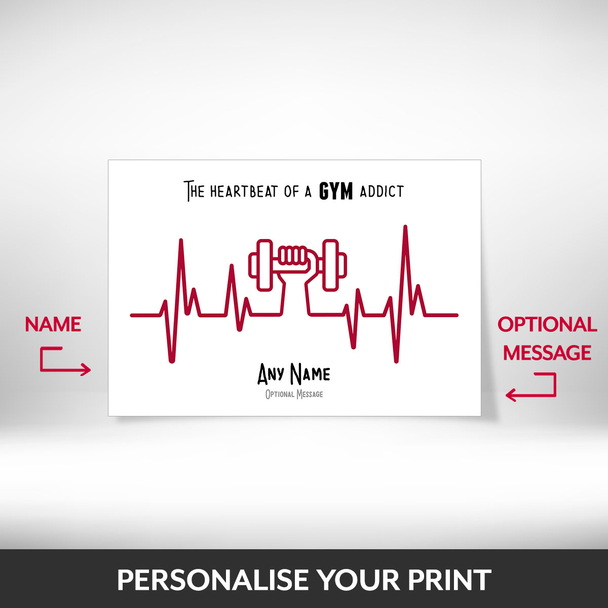 What can be personalised on this heartbeat print