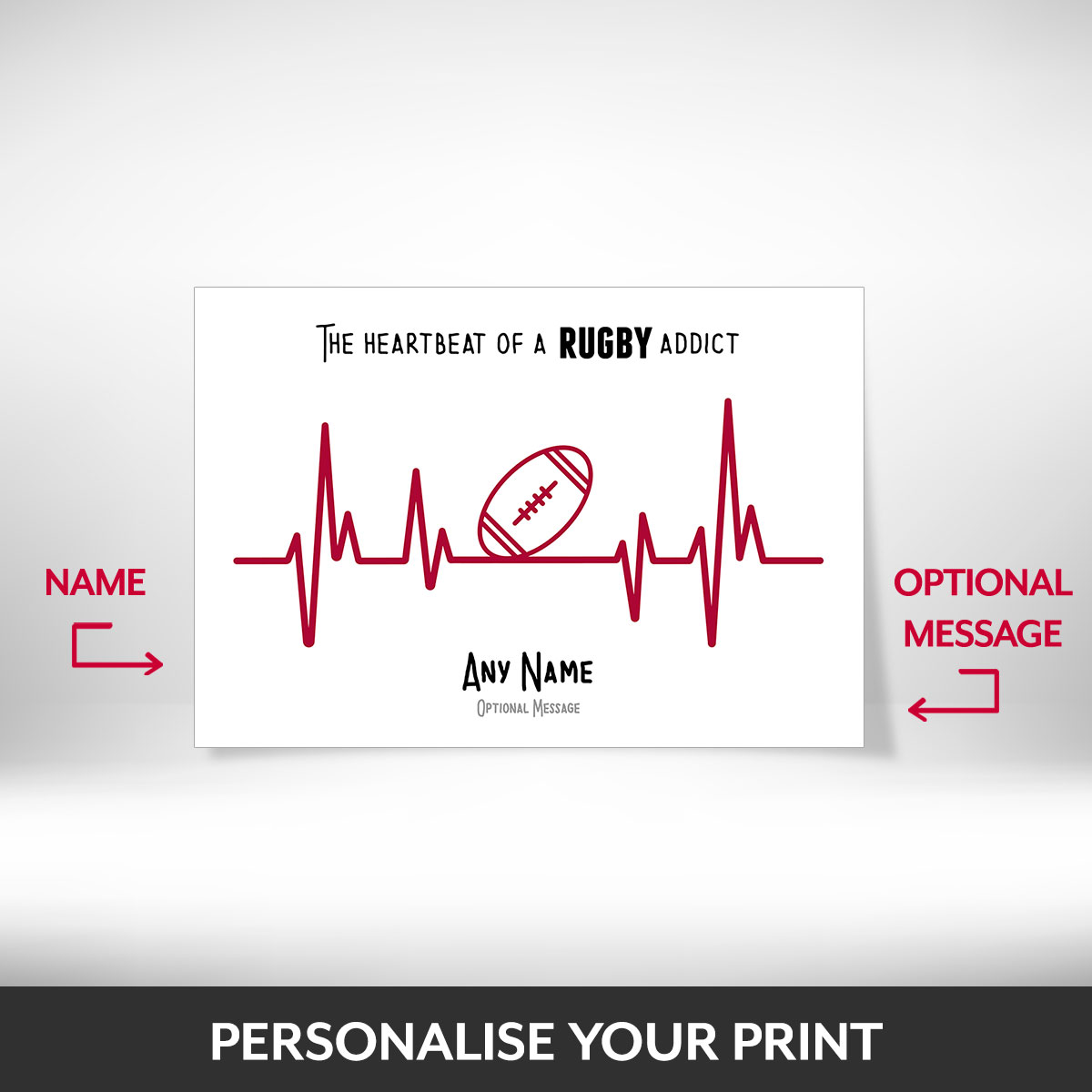 What can be personalised on this heartbeat print