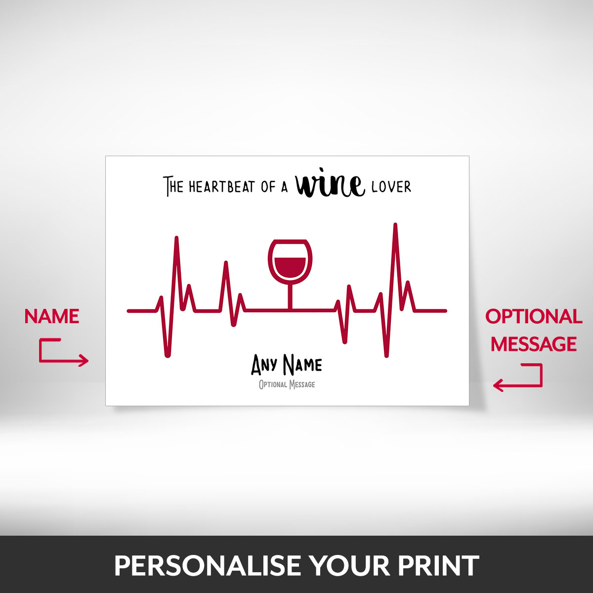 What can be personalised on this heartbeat print