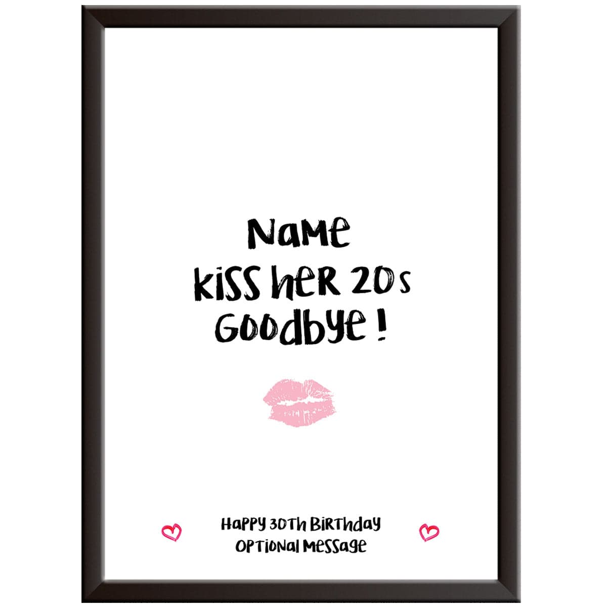 Personalised Kiss Her Birthday Goodbye Print