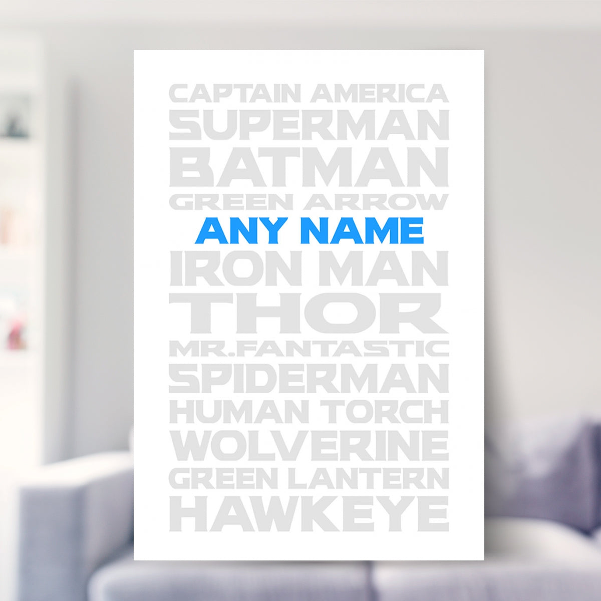 superhero shown in a living room