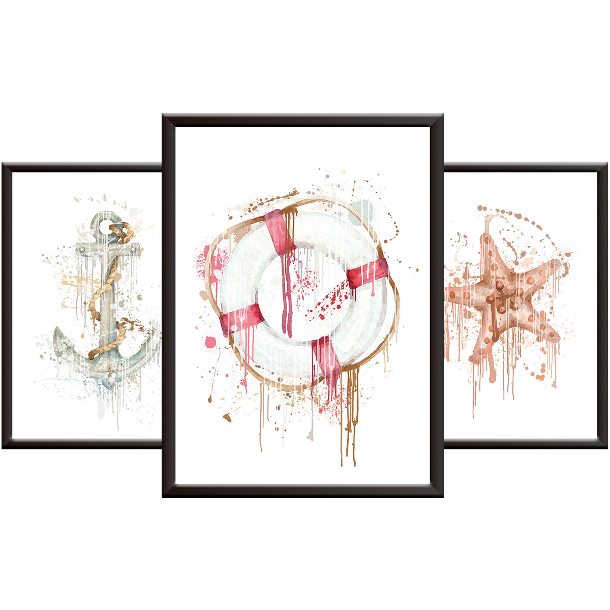 3 Watercolour Bathroom Pictures and Wall Art