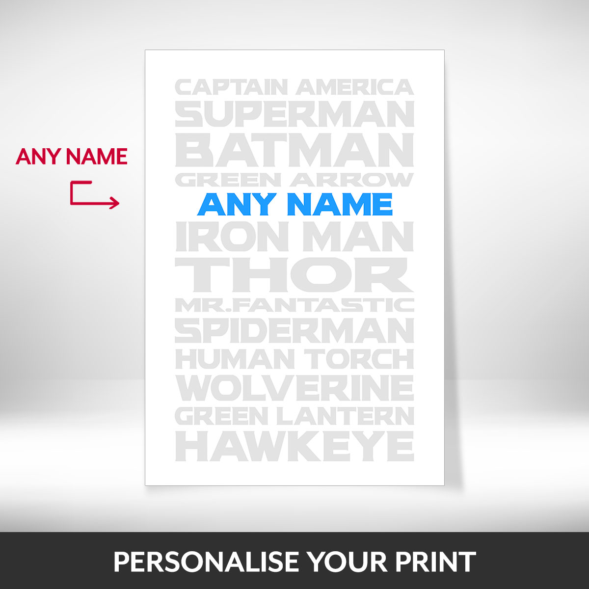 What can be personalised on this personalised print