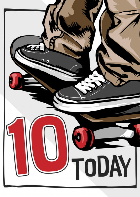 Skateboarding 10th Birthday Card Boy - 10 Today - Skateboard Son Grandson Nephew