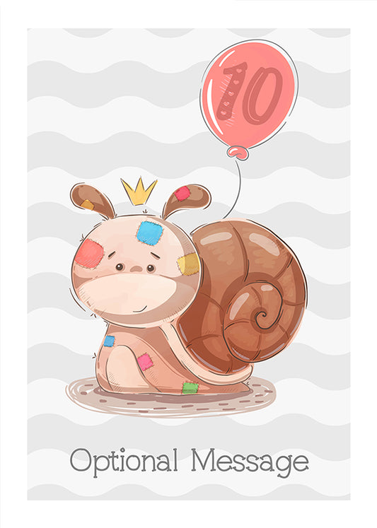 Cute Snail 10th Birthday Card for Girls