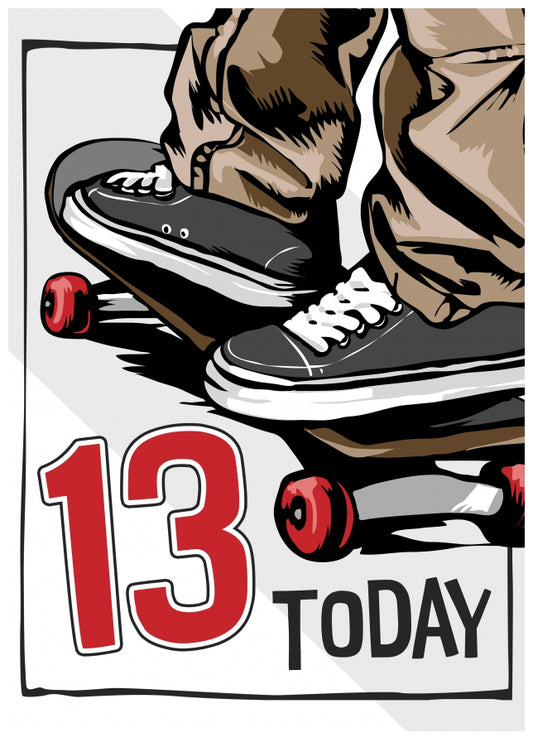 Skateboarding 13th Birthday Card Boy - 13 Today - Skateboard Son Grandson Nephew