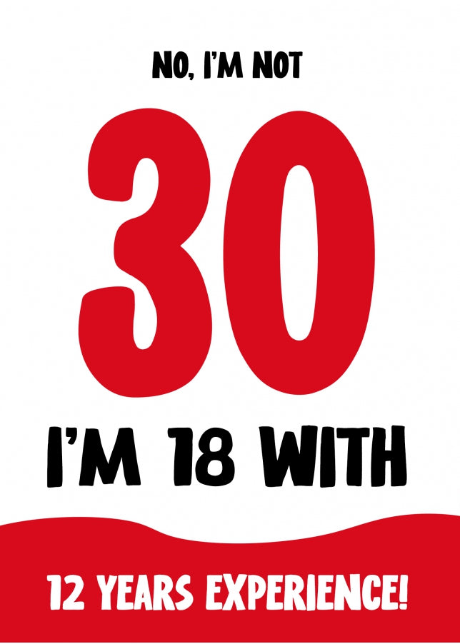 Funny 30th Birthday Card for Women and Men - Not 30