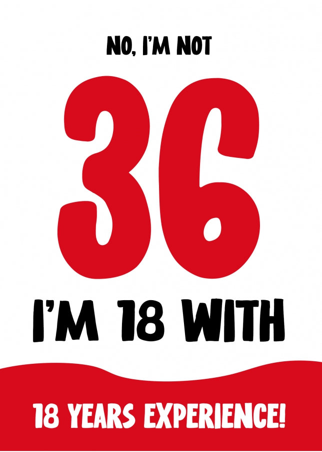 Funny 36th Birthday Card for Women and Men - Not 36