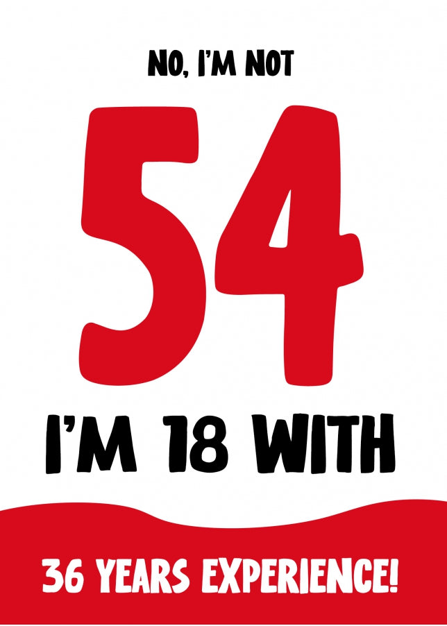 Funny 54th Birthday Card for Women and Men - Not 54