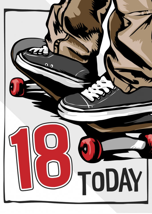 Skateboarding 18th Birthday Card Boy - 18 Today - Skateboard Son Grandson Nephew