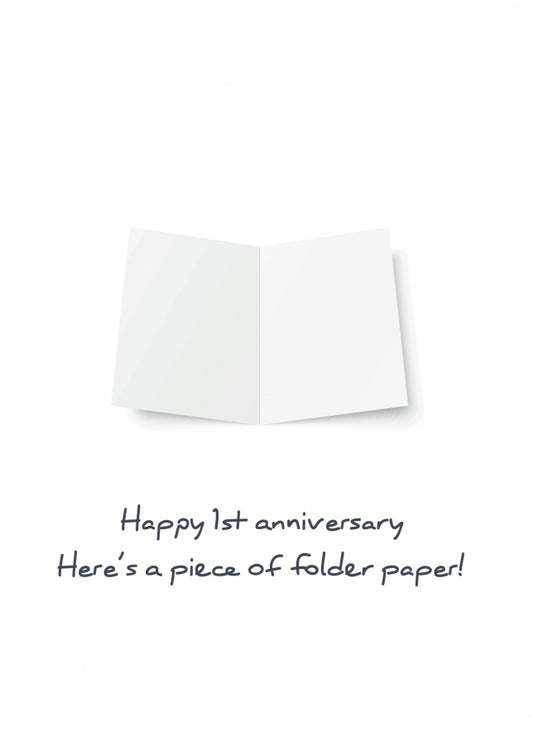 1st Wedding Anniversary Card - Folded Paper Anniversary Cards