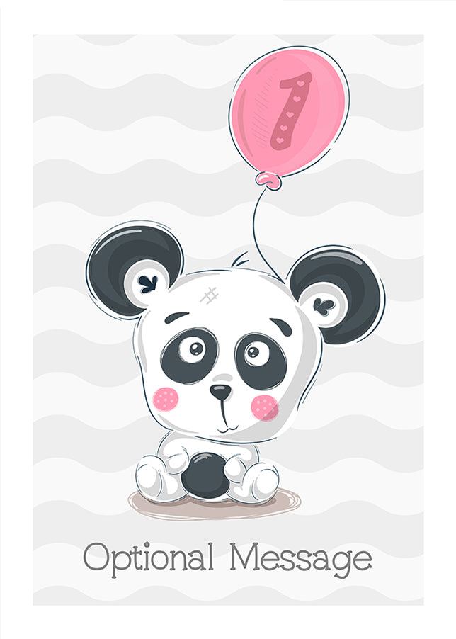 Panda 1st Birthday Card for Girls