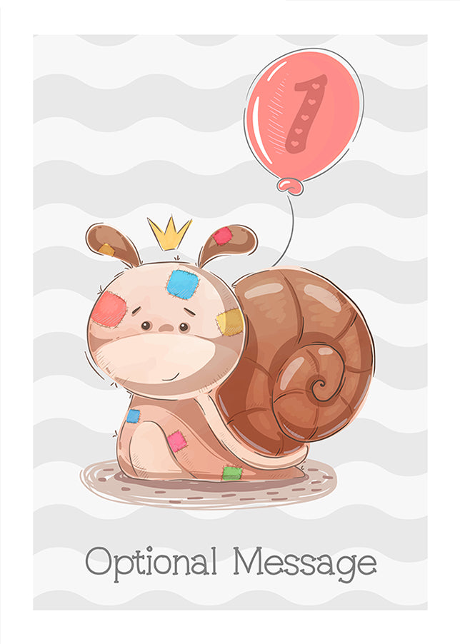 Cute Snail 1st Birthday Card for Girls