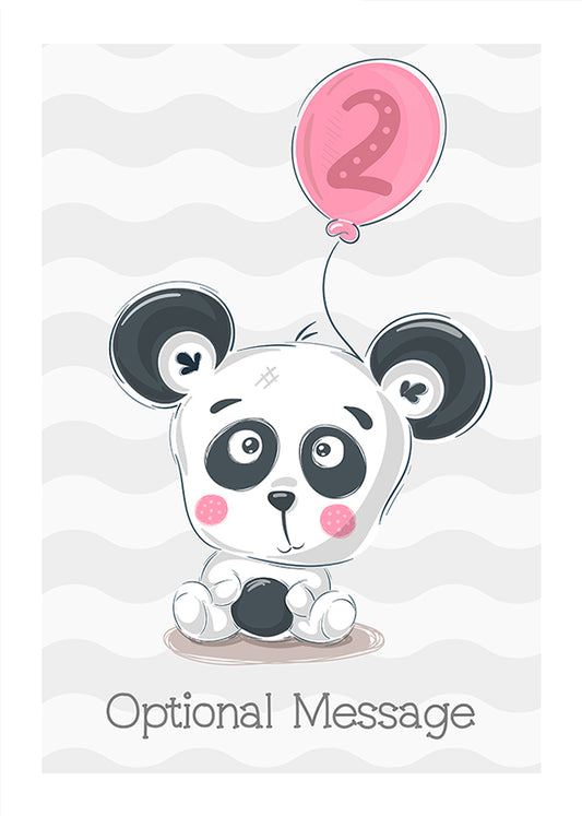 Panda 2nd Birthday Card for Girls